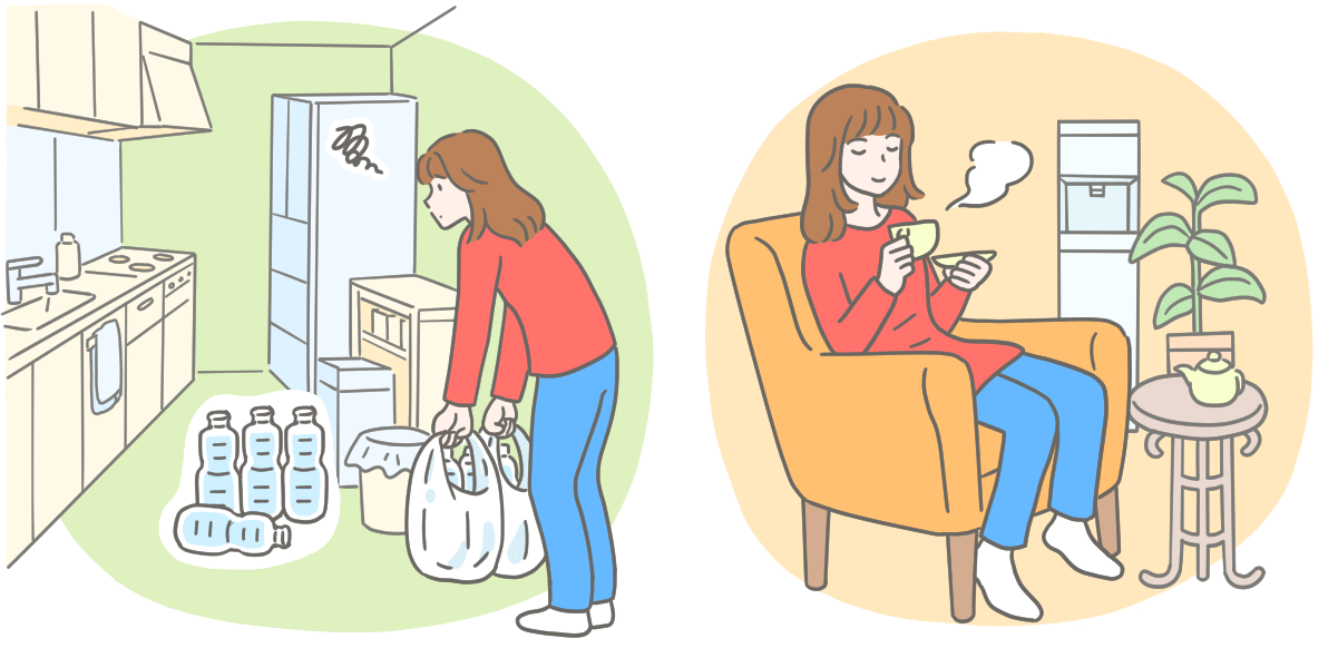 ウォーターサーバーがいる人、いらない人のイラスト