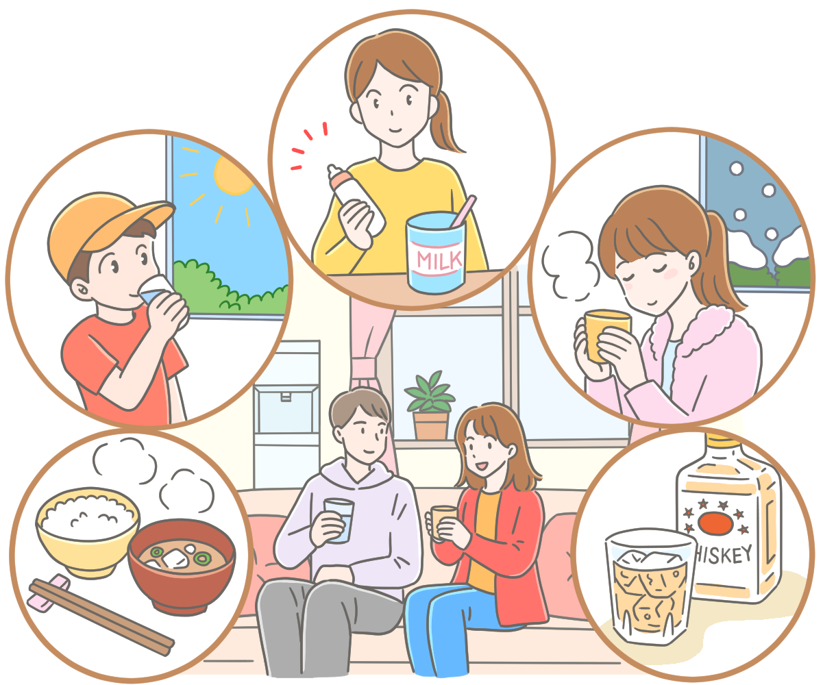 ウォーターサーバーがあると生活がこう変わるのイラスト