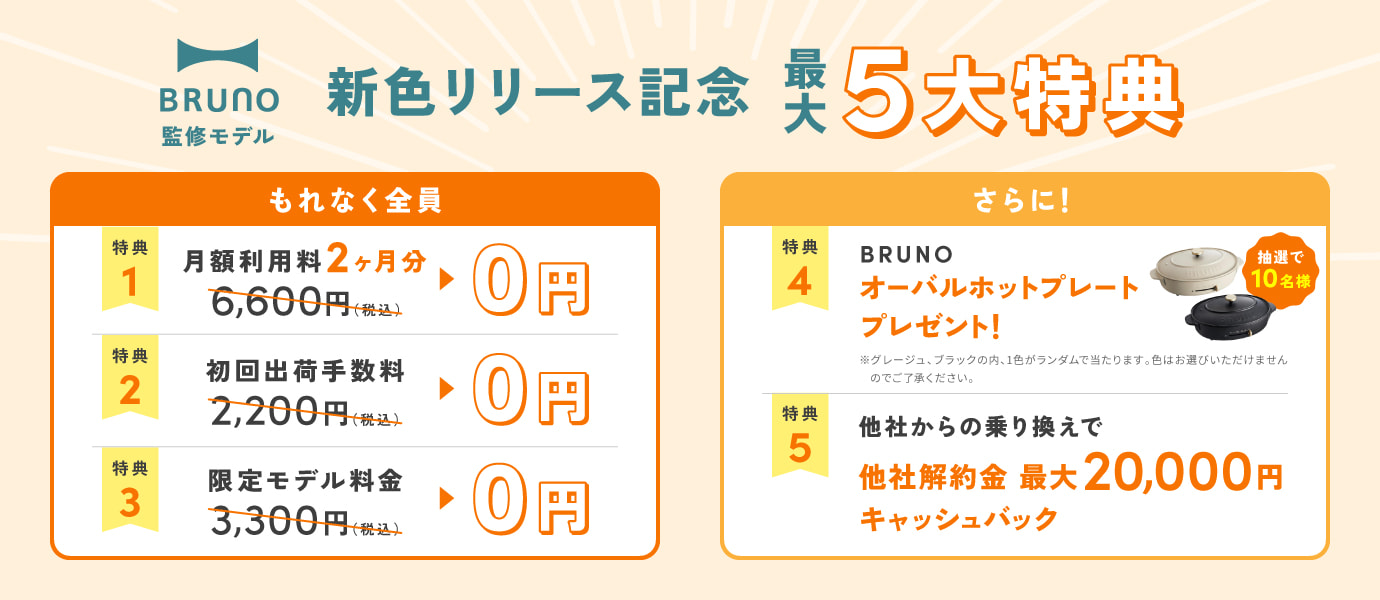 ハミングウォーター BRUNO監修モデル 5大特典キャンペーン