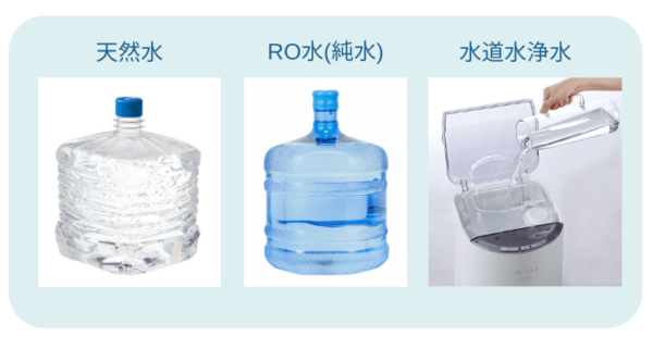 水の種類(天然水/RO水/水道水)